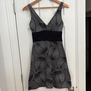 Patagonia Margot Black and Gray Leaf Mini Dress